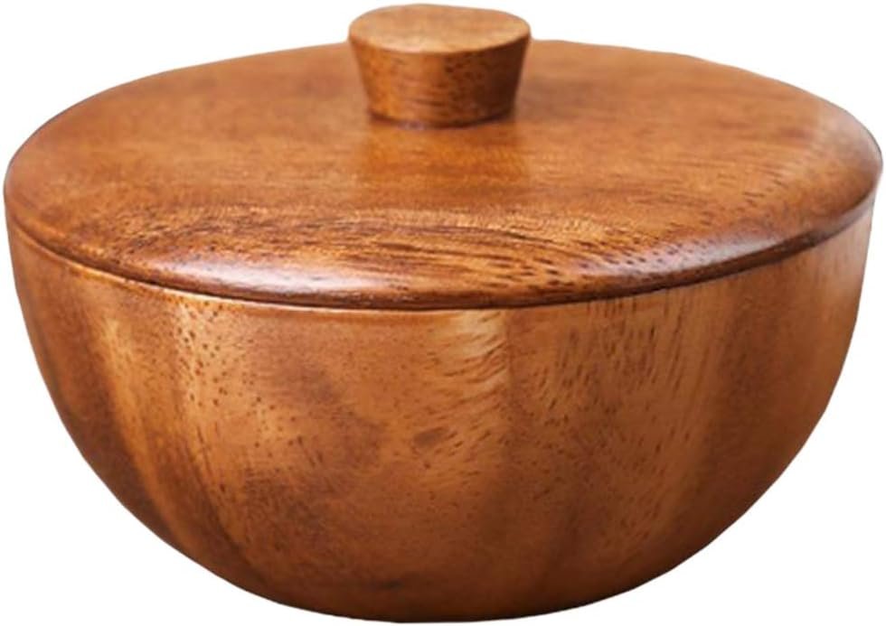 Wood Bowl Nut Bowls Wooden Serving Bowl With Lid Natural Wood Rice Bowl Salad Noddle Soup Dish Food Container Seasoning Holder For Home Kitchen Japanese Wooden Bowl