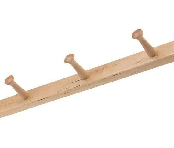 Wood Wall Mount Coat Rack with 6 Pegs for Mudroom, Entryway, Kitchen, Closet and More, 32.3" x 2.8" x 1.5", Natural Wood