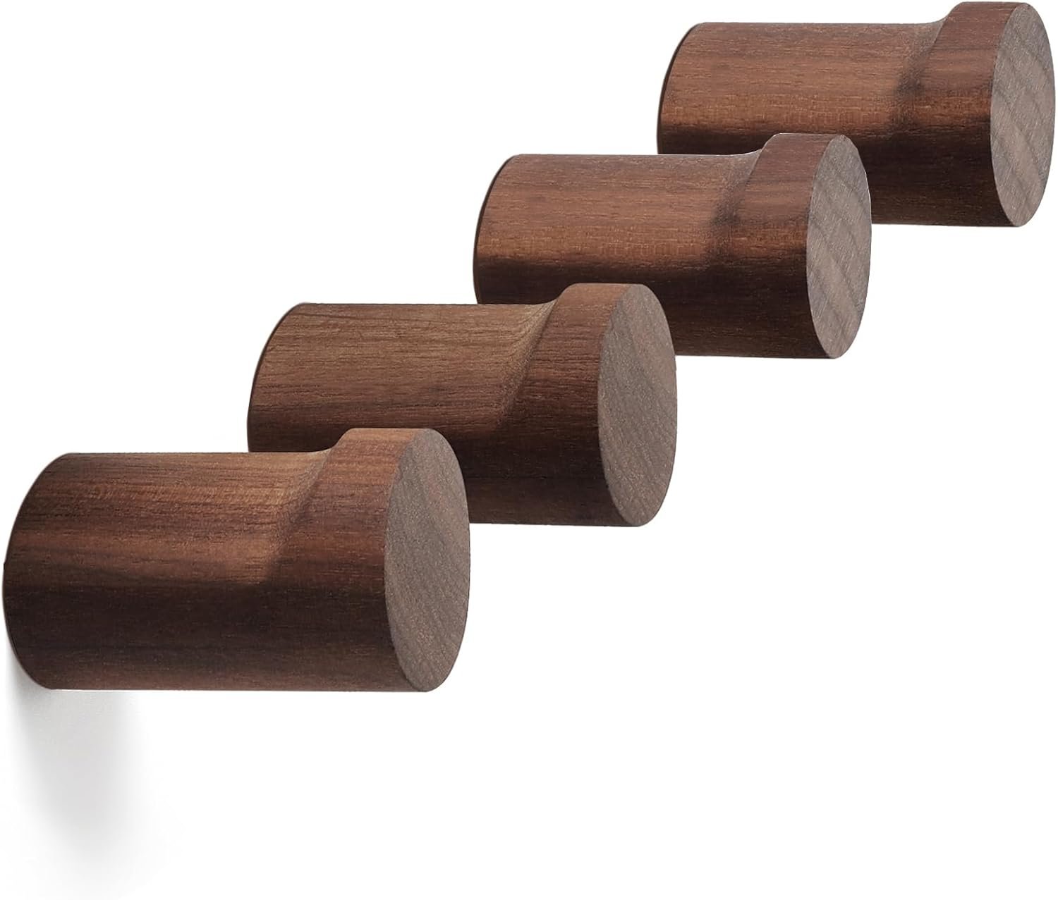 Wood Wall Hooks, 4 Pack Wooden Coat Hooks Wall Mounted, Rustic Hat Hooks Heavy Duty Entryway Wall Hangers for Hanging Purse, Towels, Clothes, Backpack
