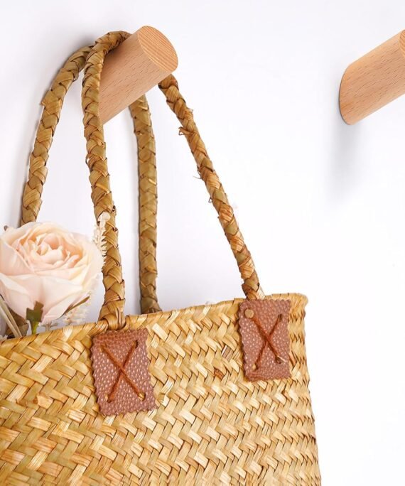 Wooden Wall Hooks, 2 Pack Coat Hooks Wall Mounted - Natural Wood Hook Coat Rack, Heavy Duty Hooks for Hanging Towels Entryway Coats Hat Rack for Wall (Beech Wood)